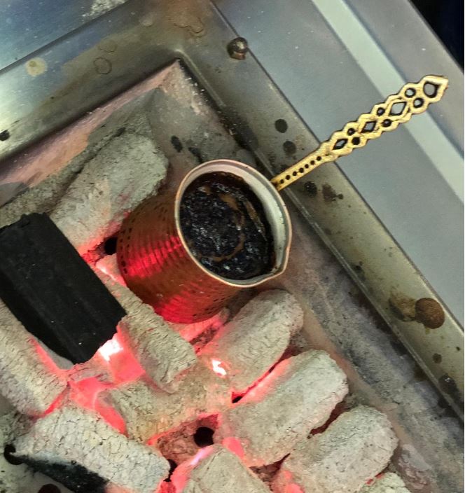 Turkish coffee on charcoal